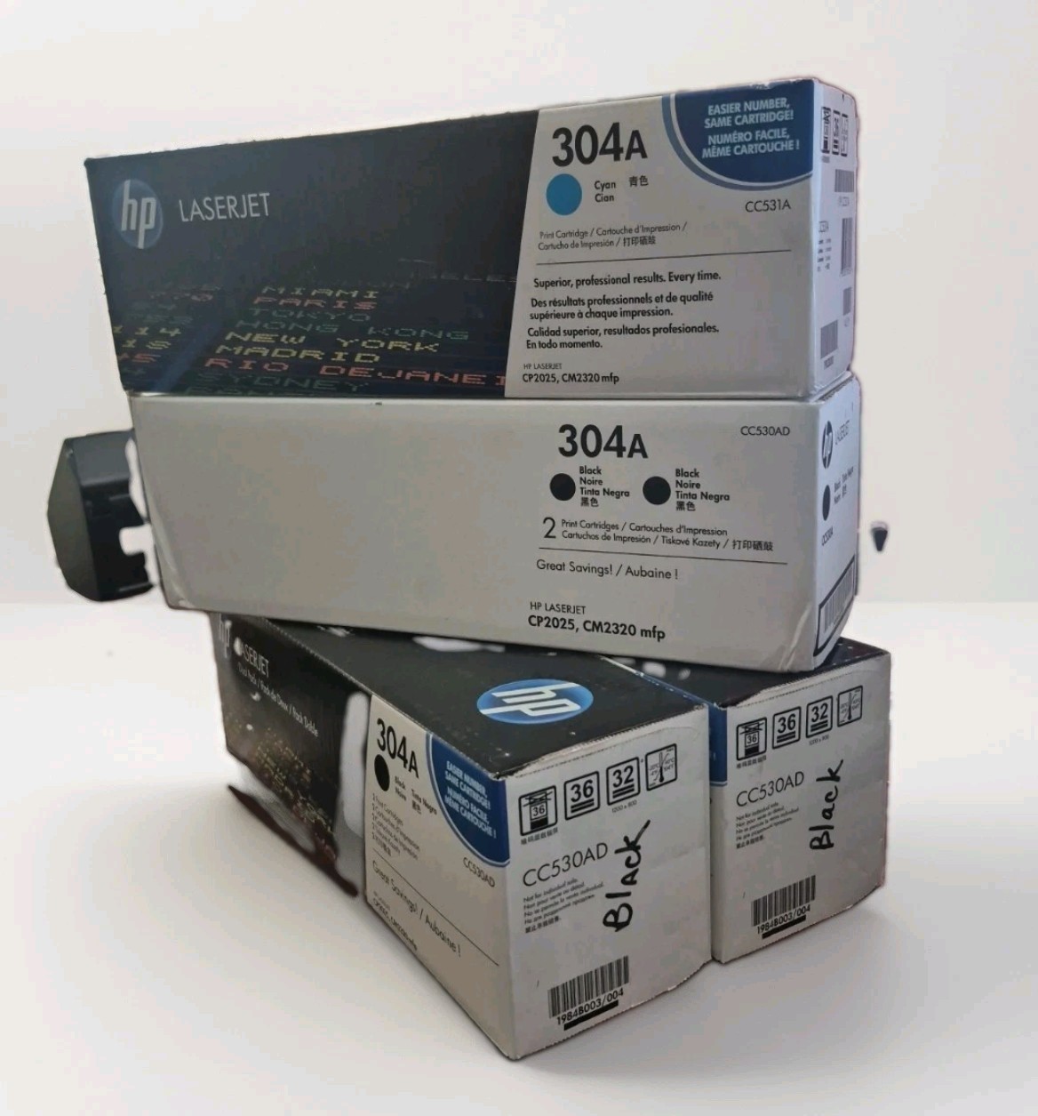 4 Pack - HP Laserjet 304a Toner Cartridges - 3 Black 1 Cyan 4 Pack - HP Laserjet 304a Toner Cartridges - 3 Black 1 Cyan
