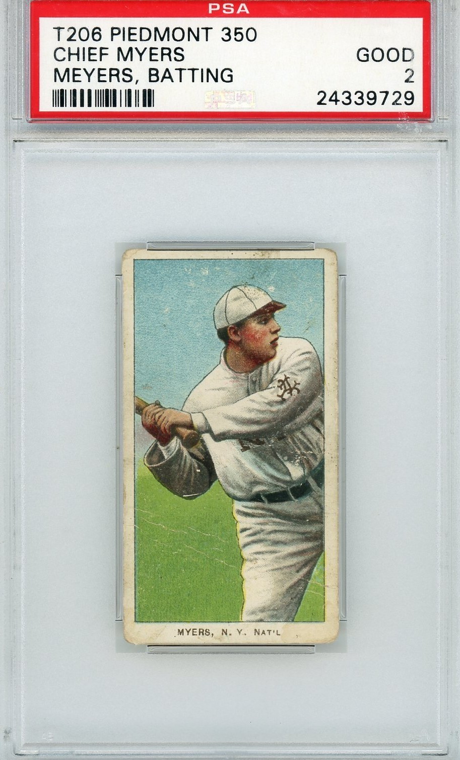 1909-11 T206 Chief Meyers Piedmont 350 Batting Name Misspelled as Myers (RC) 1909-11 T206 Chief Meyers Piedmont 350 Batting Name Misspelled as Myers (RC)