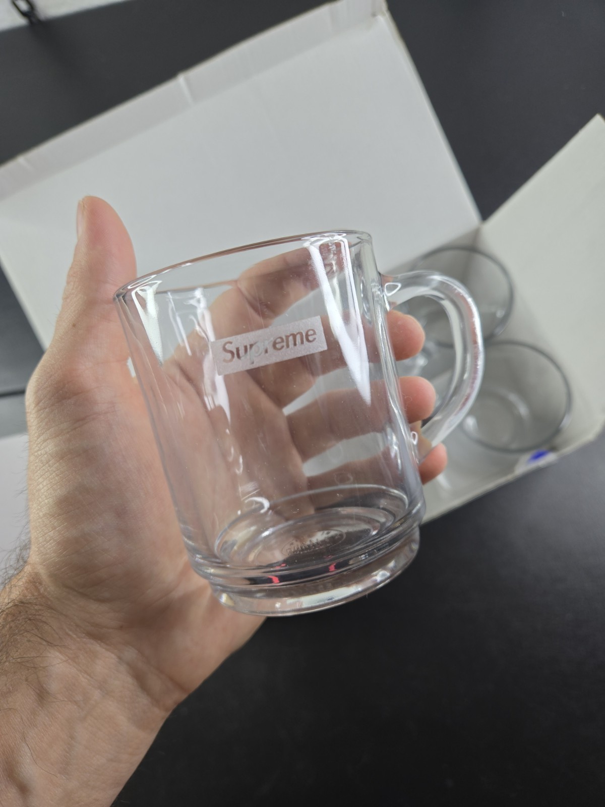 Supreme Duralex Glass Mug, Clear, 1 SINGLE MUG NOT THE SET, Made In France, RARE