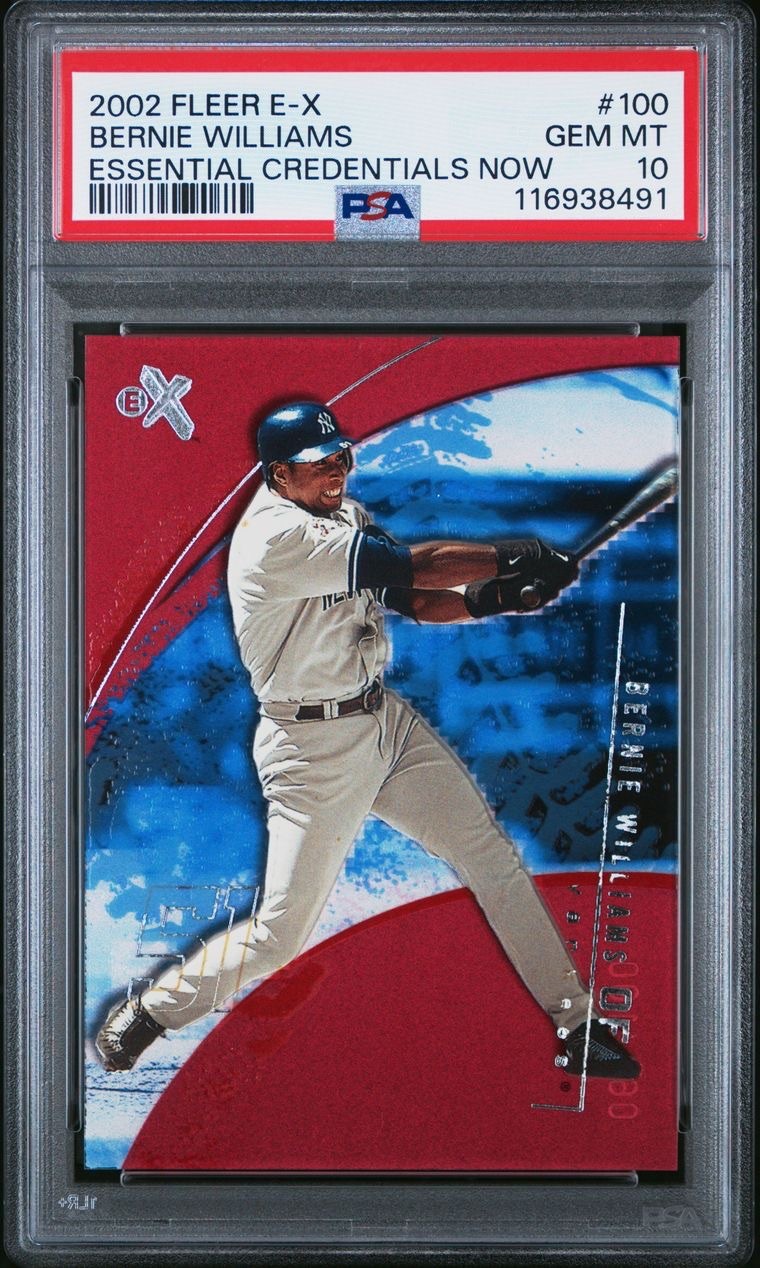 2002 Fleer E-X Essential Credentials Now #100 Bernie Williams PSA 10 Pop 1 2002 Fleer E-X Essential Credentials Now #100 Bernie Williams PSA 10 Pop 1