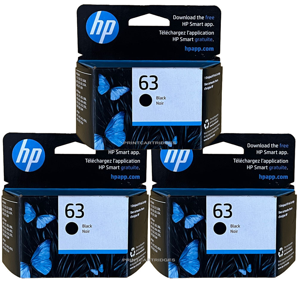 3 Black HP 63 3pack Black Ink Cartridges New Genuine Retail Box