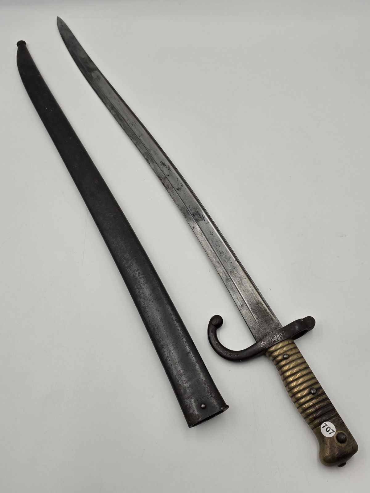 Antique French M1866 Chassepot Yatagan Bayonet St Etienne 1873 Matching Scabbard Antique French M1866 Chassepot Yatagan Bayonet St Etienne 1873 Matching Scabbard
