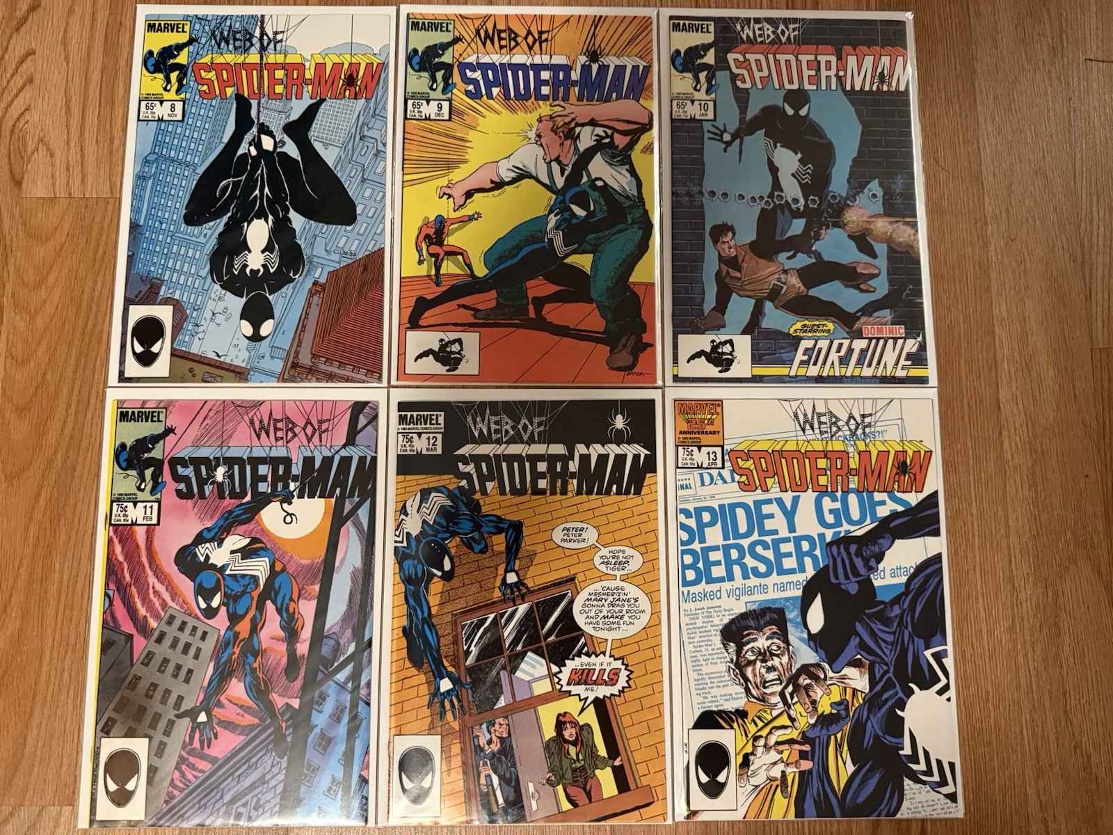 BLACK SUIT SPIDER-MAN LOT(Web of Spider-Man #8-13 1985) All NM/MINT BLACK SUIT SPIDER-MAN LOT(Web of Spider-Man #8-13 1985) All NM/MINT