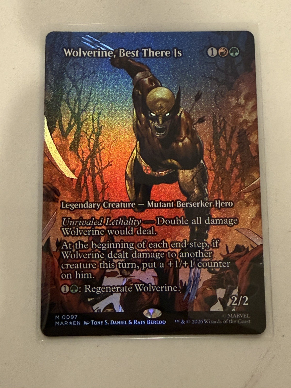 Wolverine, Best There Is 0097 MTG Marvel Mythic Foil Full Art Wolverine, Best There Is 0097 MTG Marvel Mythic Foil Full Art