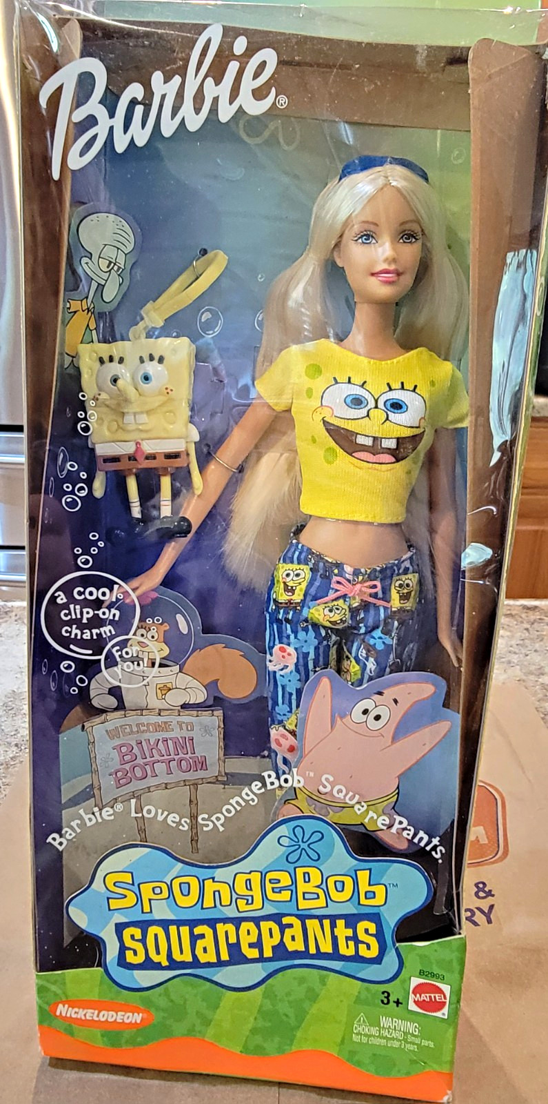 Mattel Barbie Loves SpongeBob SquarePants Doll Clip-On Charm 11 in B2993
