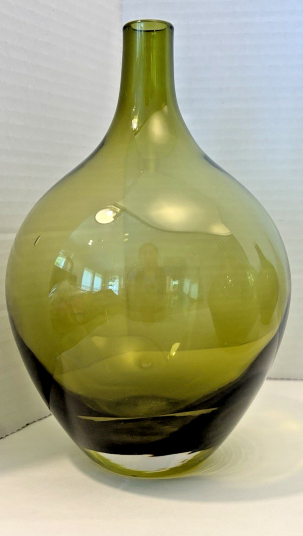 Vintage Ikea Jelinek Salong Vase Olive Green Hand Blown Short Neck EUC Vintage Ikea Jelinek Salong Vase Olive Green Hand Blown Short Neck EUC