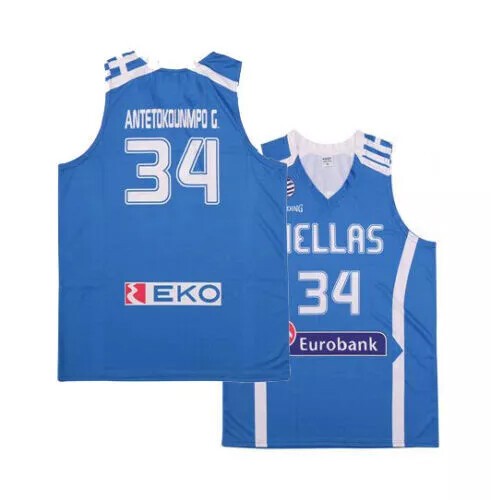 2019 Antetokounmpo #34 Team Greece Basketball Jersey All Stitched Custom 2019 Antetokounmpo #34 Team Greece Basketball Jersey All Stitched Custom