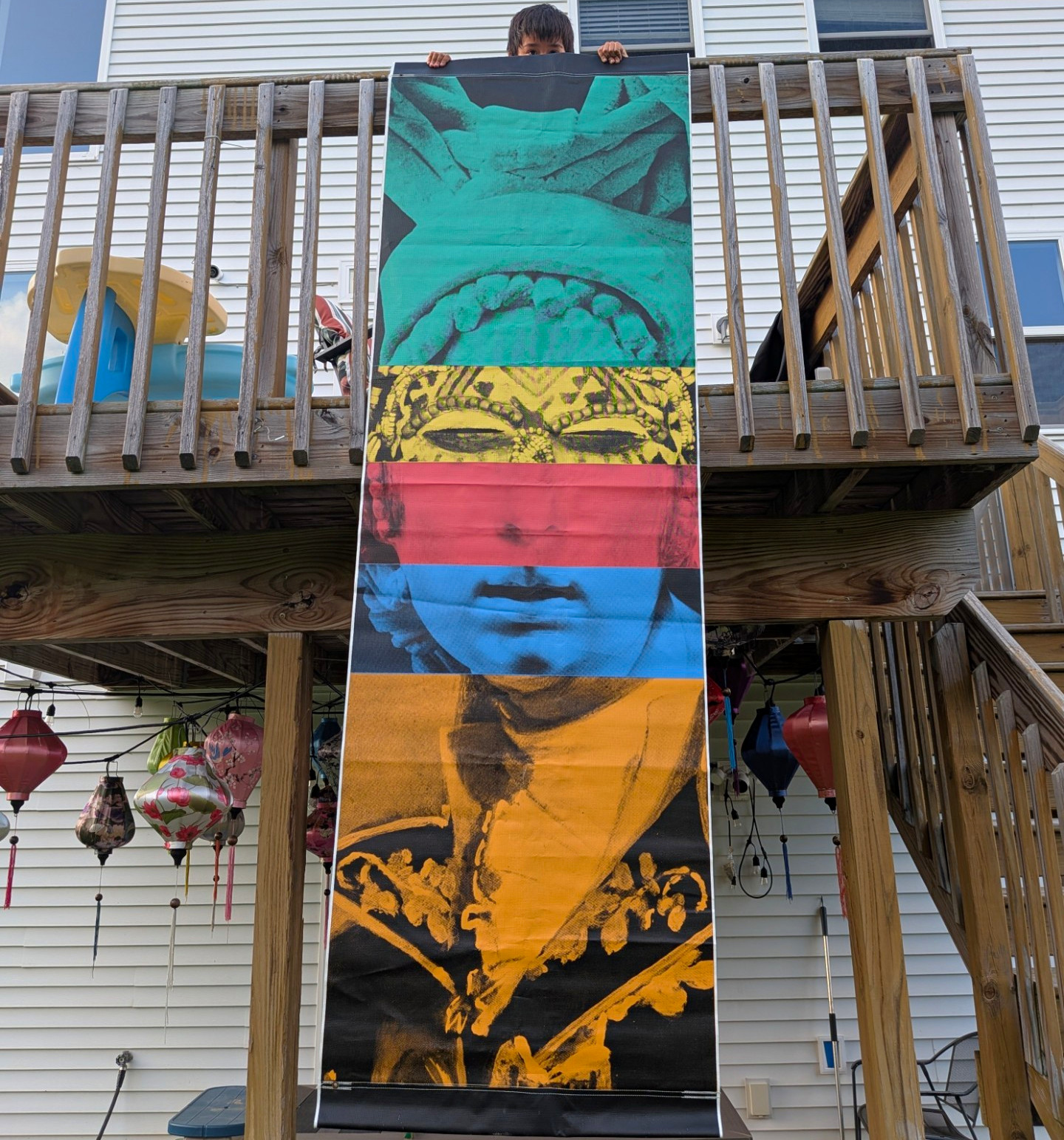 Rare Vintage1970s/1980s Museum Canvas Street Banner – Large 8ft SE Asian Art