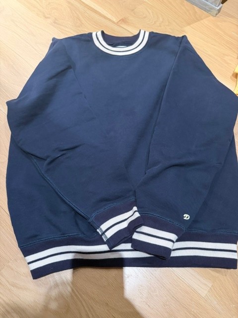 Drakes Navy Logo-Embroidered Striped Cotton-Jersey Sweatshirt - Large Drakes Navy Logo-Embroidered Striped Cotton-Jersey Sweatshirt - Large