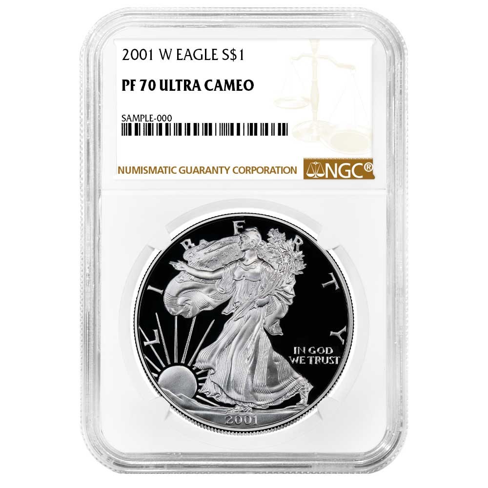 2001-W Proof $1 American Silver Eagle NGC PF70UC Brown Label 2001-W Proof $1 American Silver Eagle NGC PF70UC Brown Label