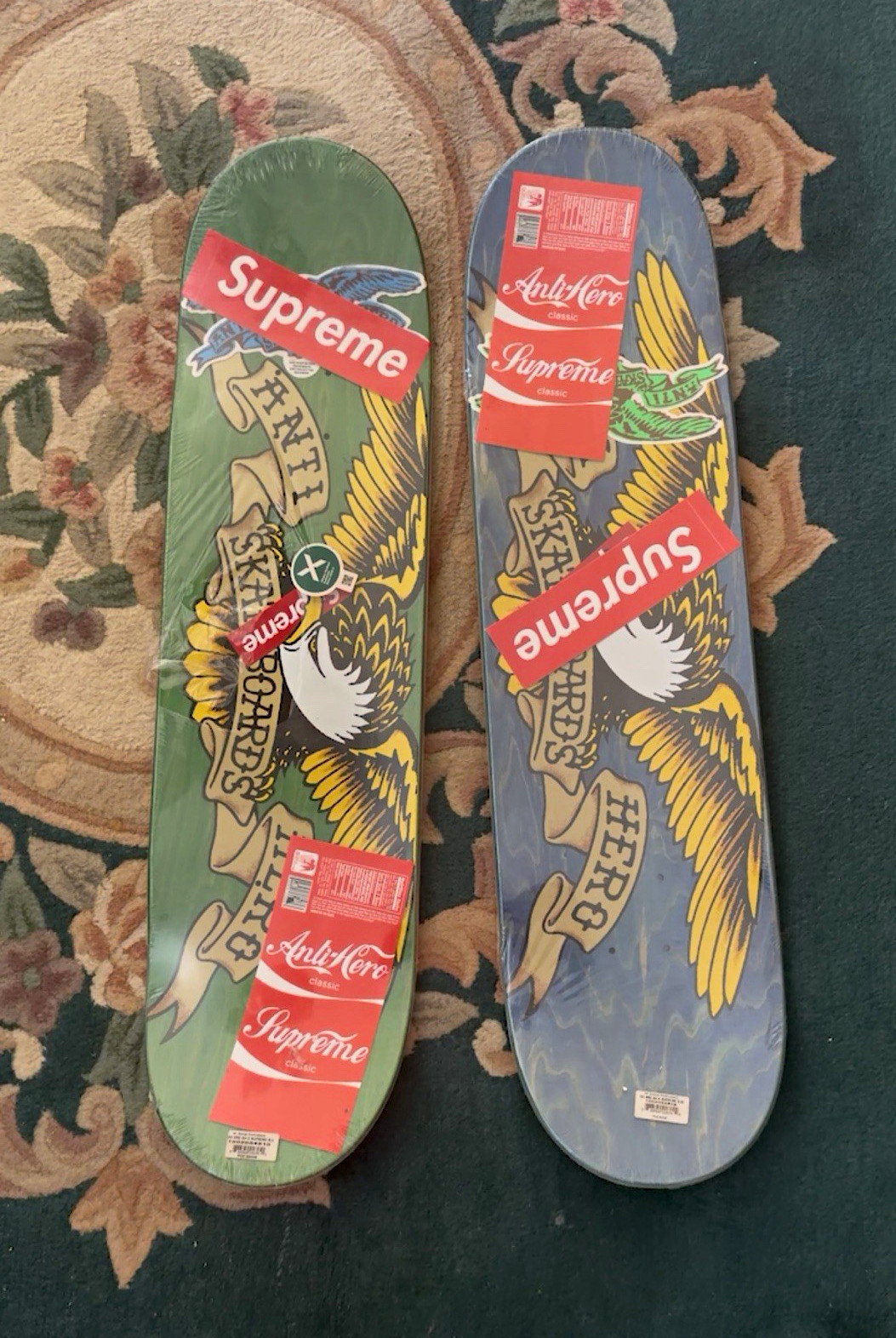 Supreme x Anti Hero Skateboard Decks Lot of 4 8.25 8.5 Green Blue Gray Eagle Supreme x Anti Hero Skateboard Decks Lot of 4 8.25 8.5 Green Blue Gray Eagle