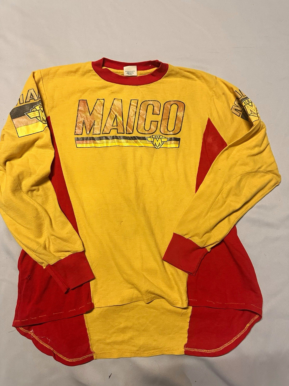 Vintage 1980s Maico Motocross Jersey XL Yellow Red USA Made Vintage MX Vintage 1980s Maico Motocross Jersey XL Yellow Red USA Made Vintage MX