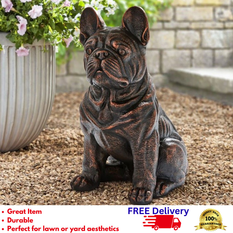 French Bulldog Statue Realistic Sitting Dog Figurine Outdoor Garden Decor 16