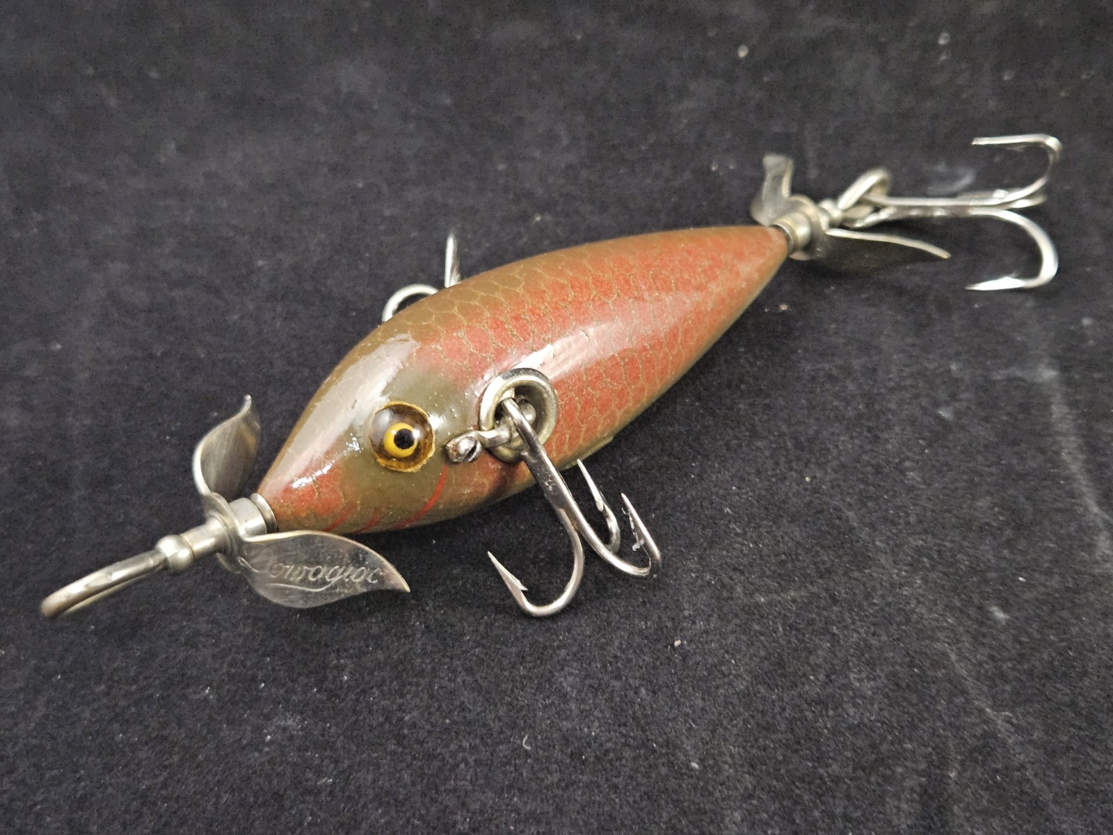 Repainted Heddon Dowagiac Minnow #0 Wood Fishing Lure 3 Hook Repainted Heddon Dowagiac Minnow #0 Wood Fishing Lure 3 Hook
