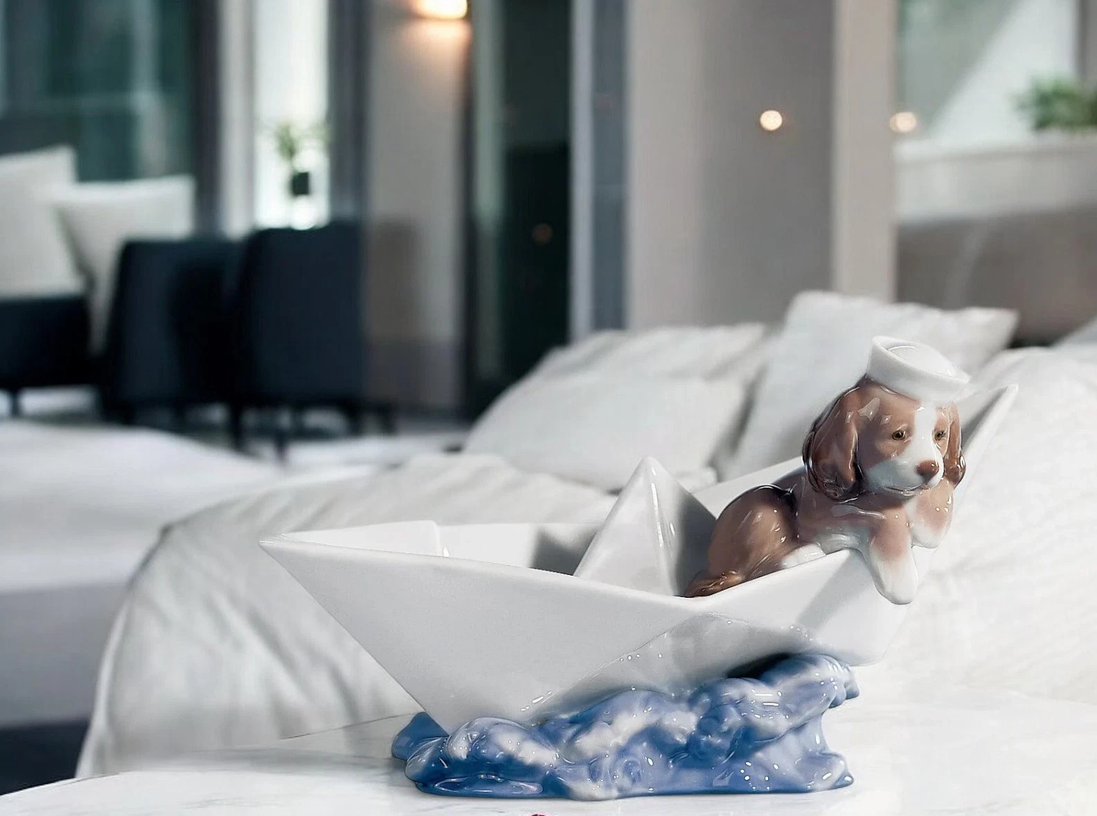 lladro cute Dog in a little toy boat - just in time for summer lladro cute Dog in a little toy boat - just in time for summer
