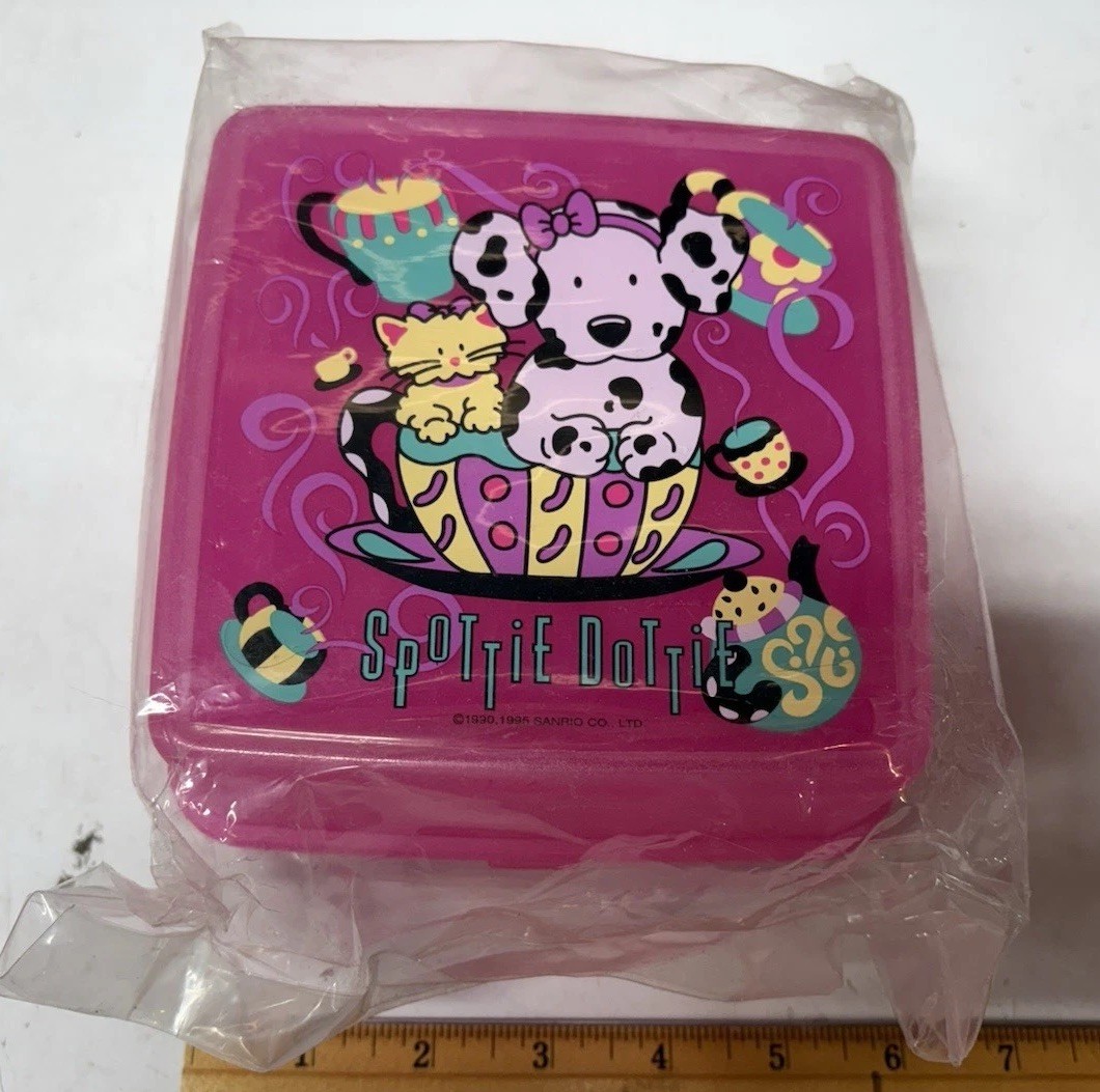 Rare Sanrio 1995 Spottie Dottie Bento Lunch Box Sandwich Sized By Hello Kitty Rare Sanrio 1995 Spottie Dottie Bento Lunch Box Sandwich Sized By Hello Kitty