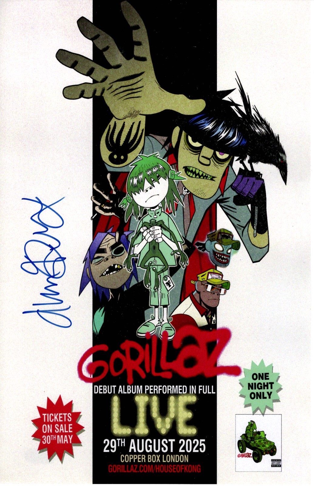 Gorillaz – COPPER BOX LONDON Signed Poster 11x17 Damon Albarn