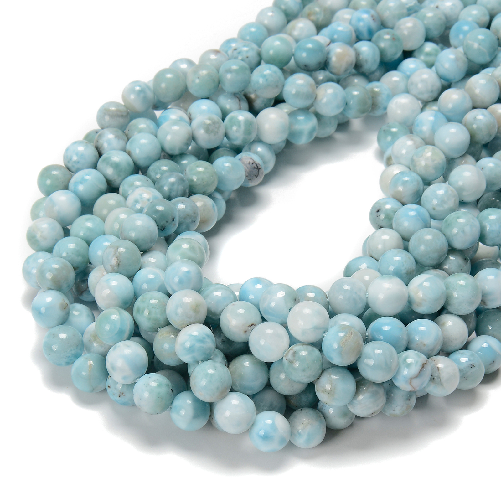 Grade A Natural Genuine Larimar Smooth Round Beads Size 5mm to 12mm 15.5'' Strd