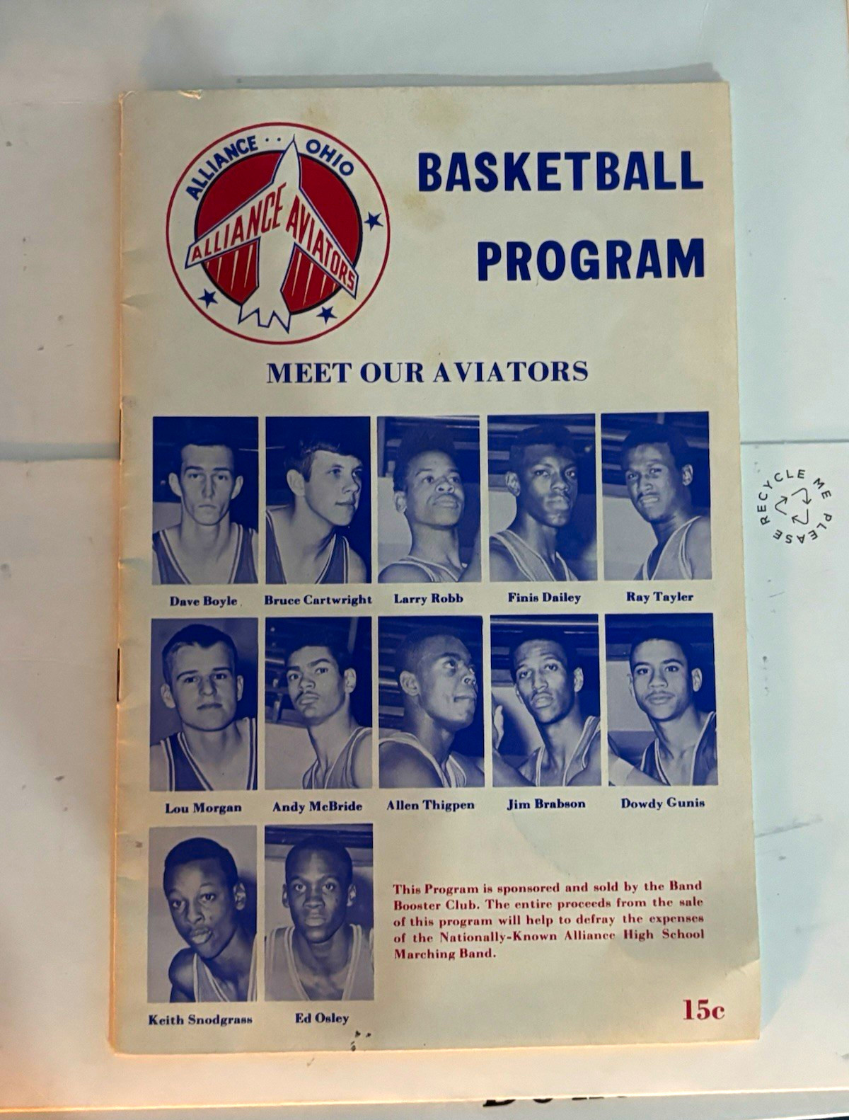 Vintage 1965 Alliance High School Basketball Program Aviators vs McKinley OH Vintage 1965 Alliance High School Basketball Program Aviators vs McKinley OH