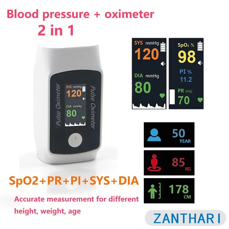 ZANTHARI New 2 in 1 Smart Pulse Fingertip Oximeter with Blood Presure  SpO2