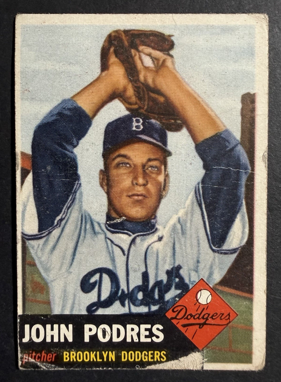 1953 Topps - High #Johnny Podres #263 (RC) Brooklyn Dodgers - Low Grade 1953 Topps - High #Johnny Podres #263 (RC) Brooklyn Dodgers - Low Grade