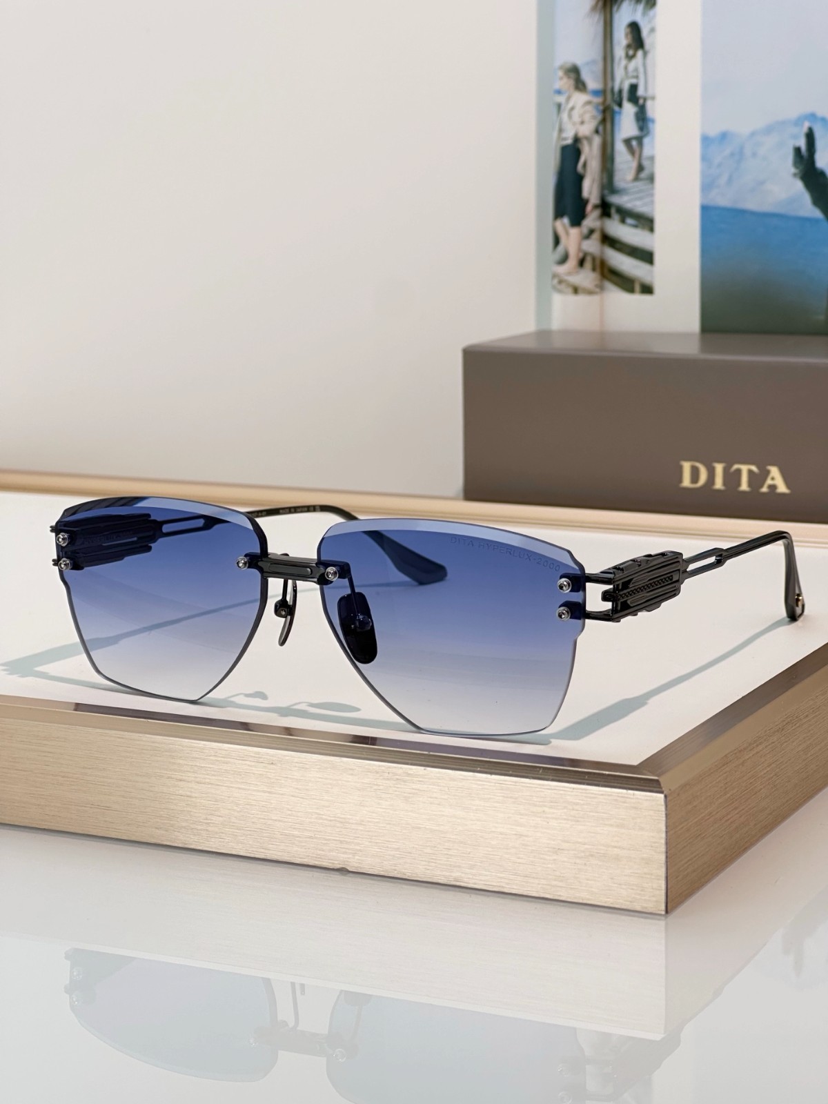 DITA HYPERLUX-2000 DTS197 Sunglasses Black Blue Lens 58-13-142 New Japan