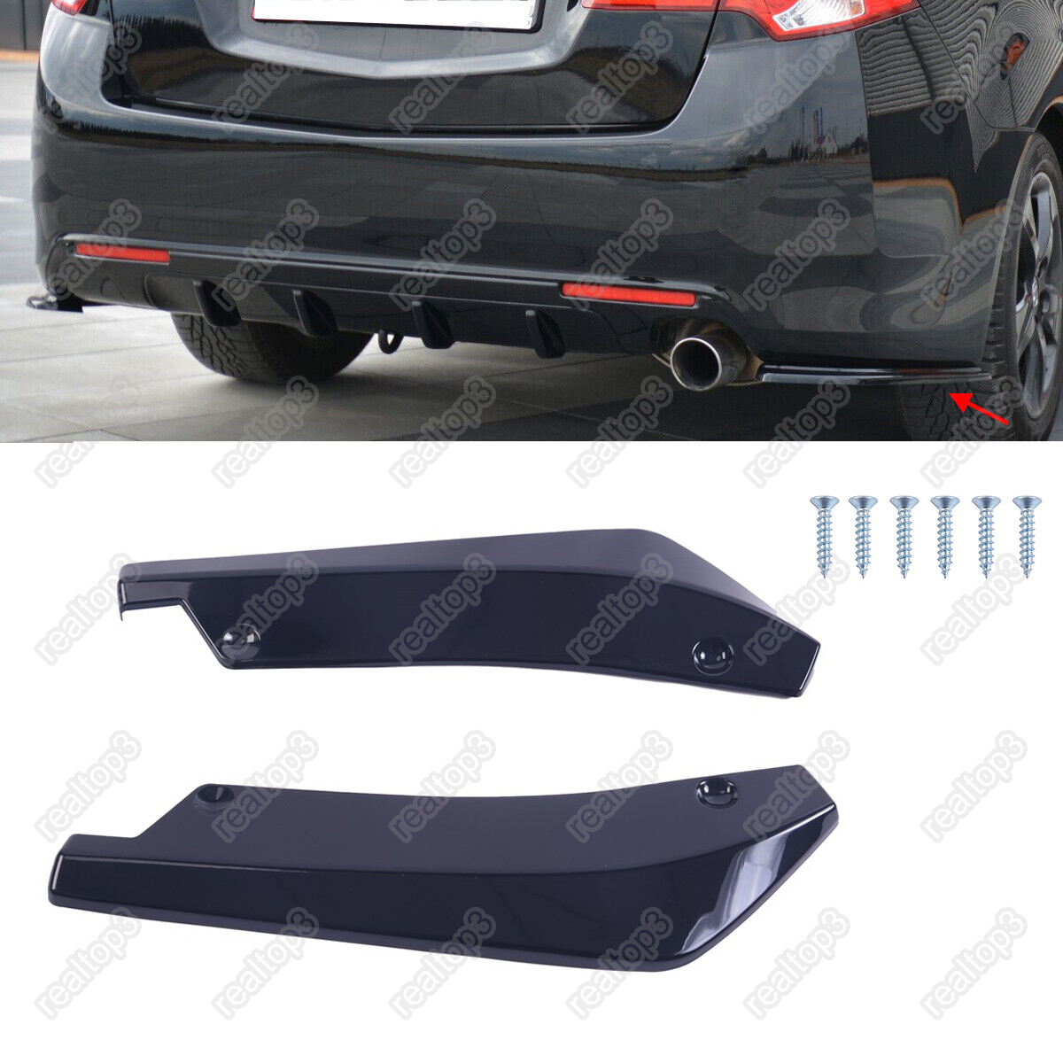 For Subaru WRX STI Rear Spats Splitter Bumper Lip Diffuser Canards Spoiler Black