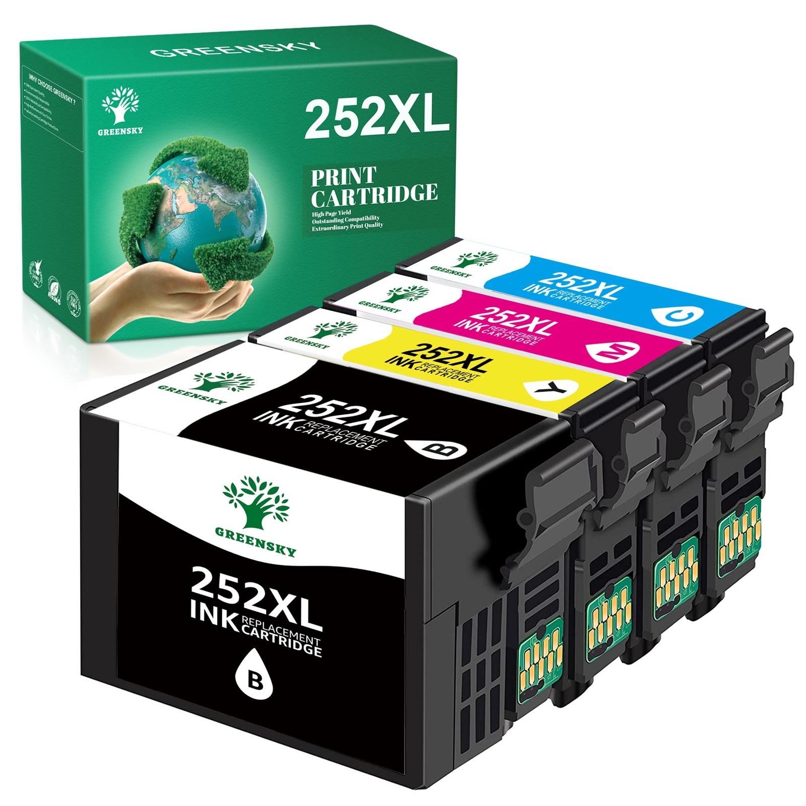 4x T252XL 252 XL 252XL Ink Cartridge For Epson WorkForce WF-3620 WF-3640 WF-7610 4x T252XL 252 XL 252XL Ink Cartridge For Epson WorkForce WF-3620 WF-3640 WF-7610