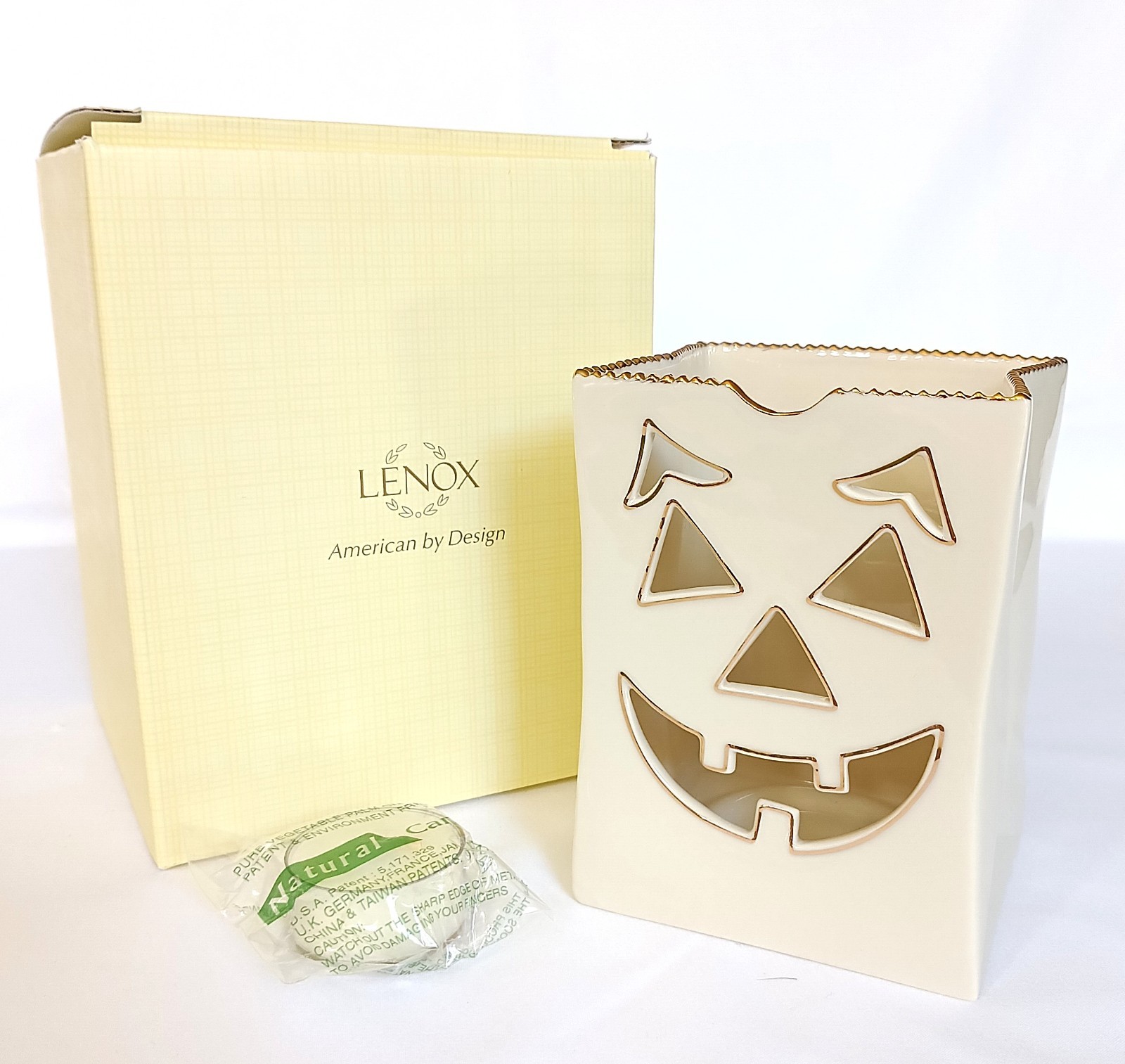 LENOX The Happy Luminary Porcelain Halloween Jack O Lantern Candle Holder in Box