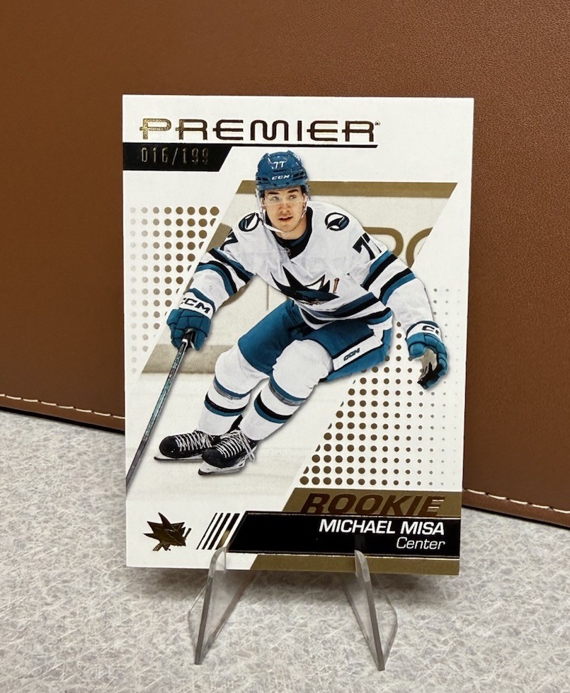 Michael Misa 2025-26 Upper Deck Premier #105 Gold Rookie RC /199 San Jose Sharks Michael Misa 2025-26 Upper Deck Premier #105 Gold Rookie RC /199 San Jose Sharks