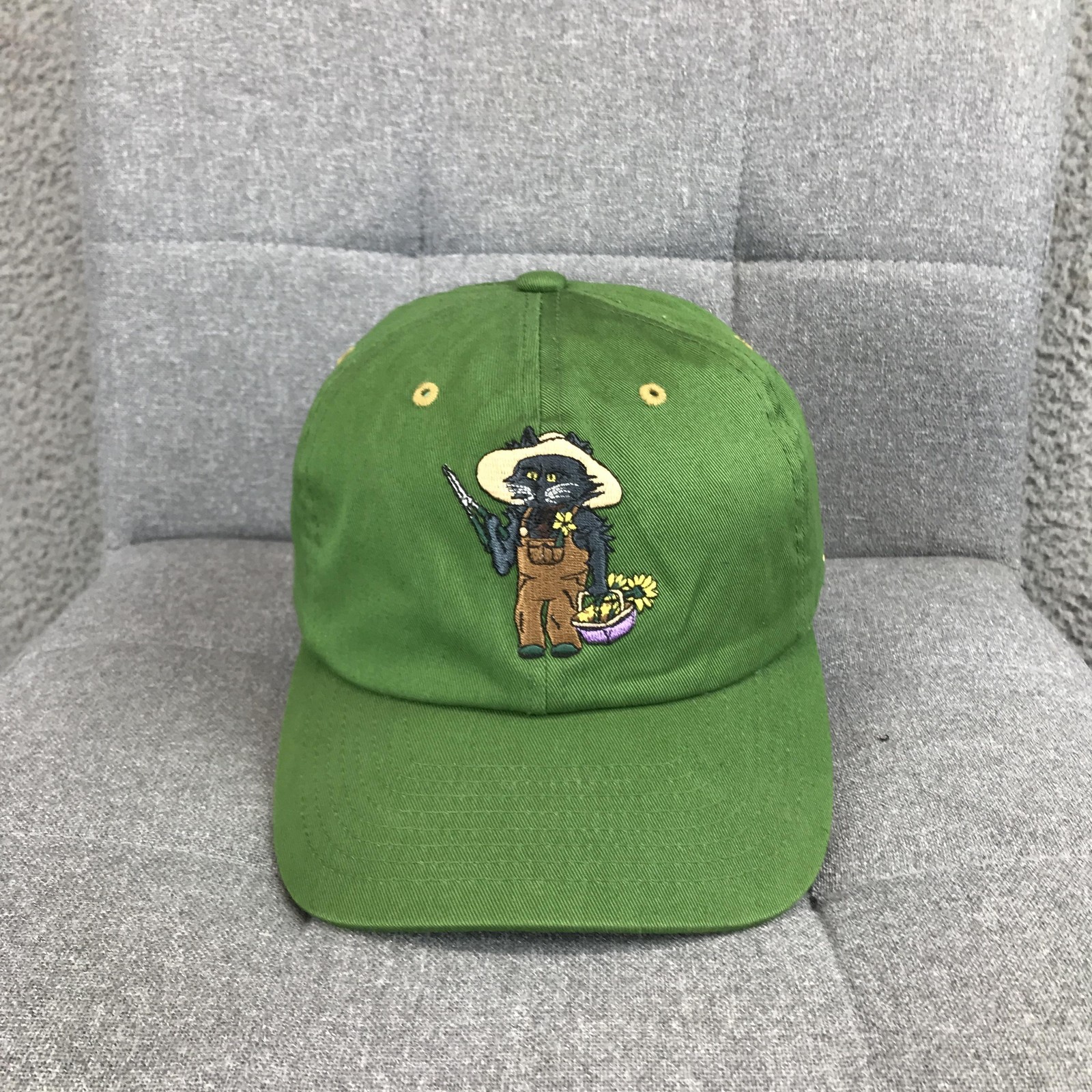 Grassroots Hat Cap Strap Back One Size Green Mens In The Garden Cat Baseball