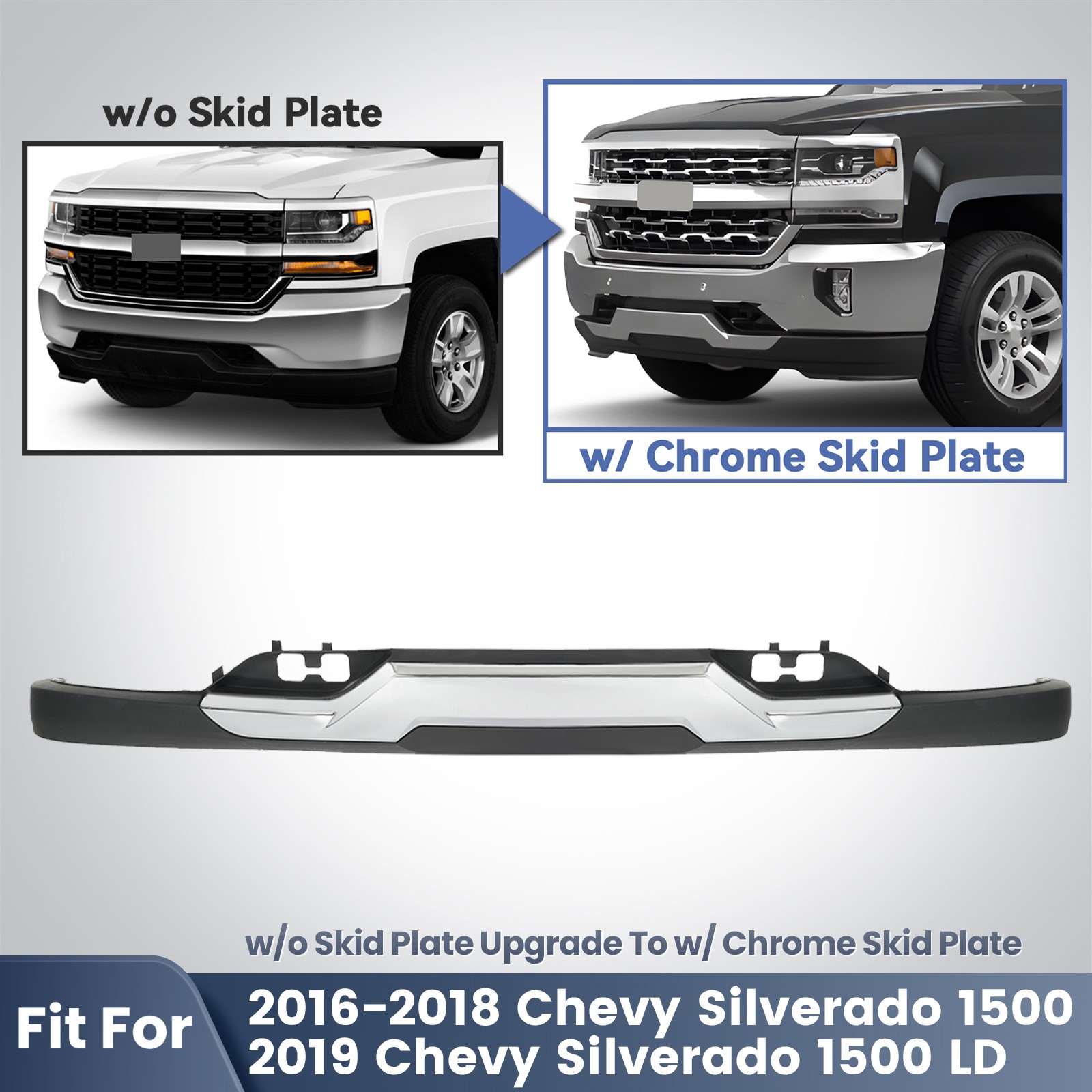 Front Bumper Cover Lower Valance Fit For 2016-2018 Silverado 1500 With Tow Hooks Front Bumper Cover Lower Valance Fit For 2016-2018 Silverado 1500 With Tow Hooks