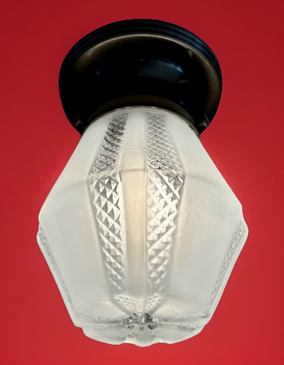 Vintage 1960's-1970's Retro Mid Century Atomic Geometric Glass Light Fixture