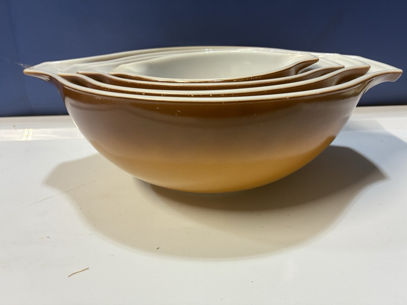 Vintage Pyrex Early American Orchard Fruit Nesting Mixing Bowls 441-444 Set of 4