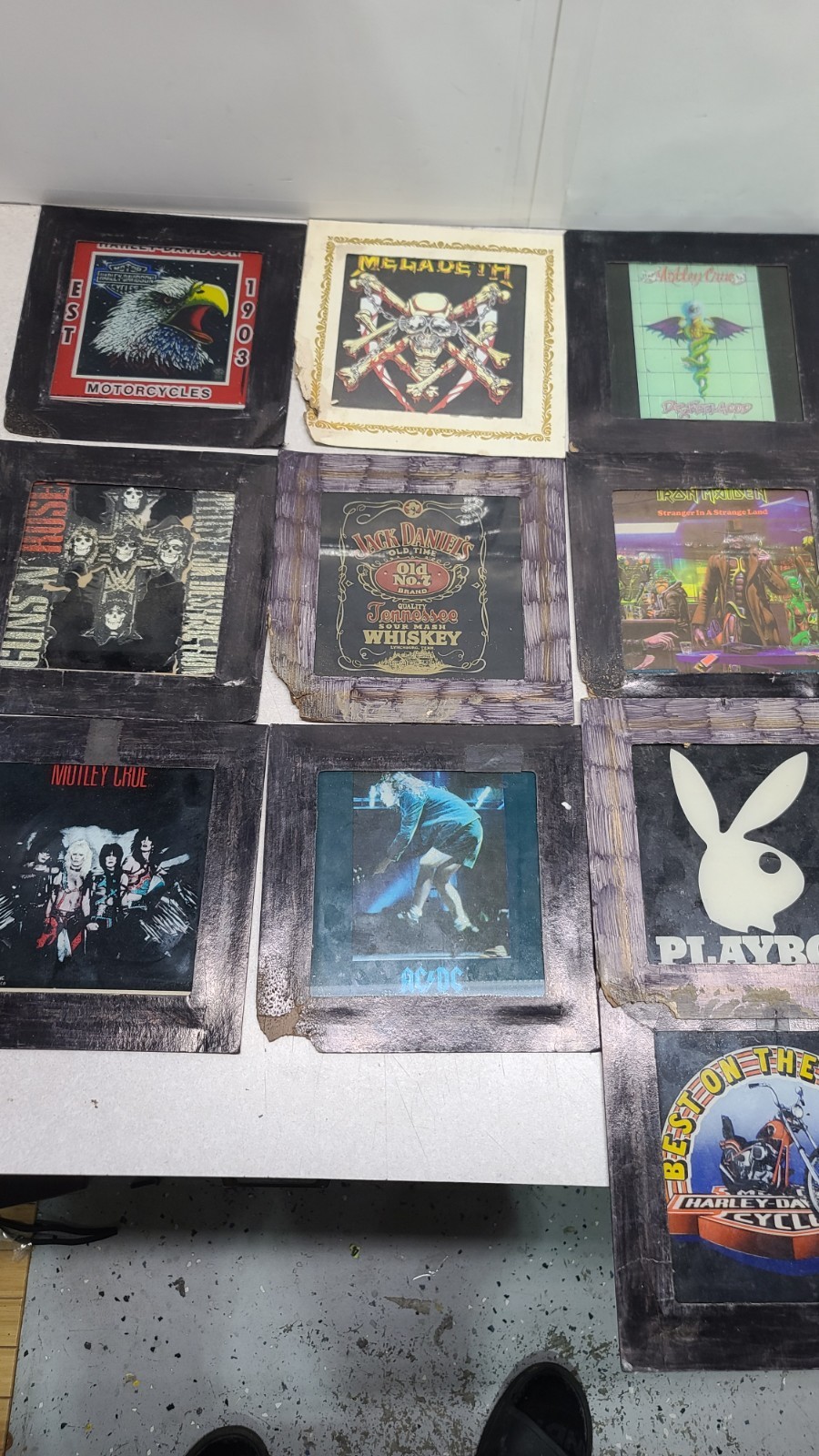 VTG 1980s Motley Crue AC/DC Iron Maiden Megadeth Carnival Mirror Glass Prize Lot VTG 1980s Motley Crue AC/DC Iron Maiden Megadeth Carnival Mirror Glass Prize Lot