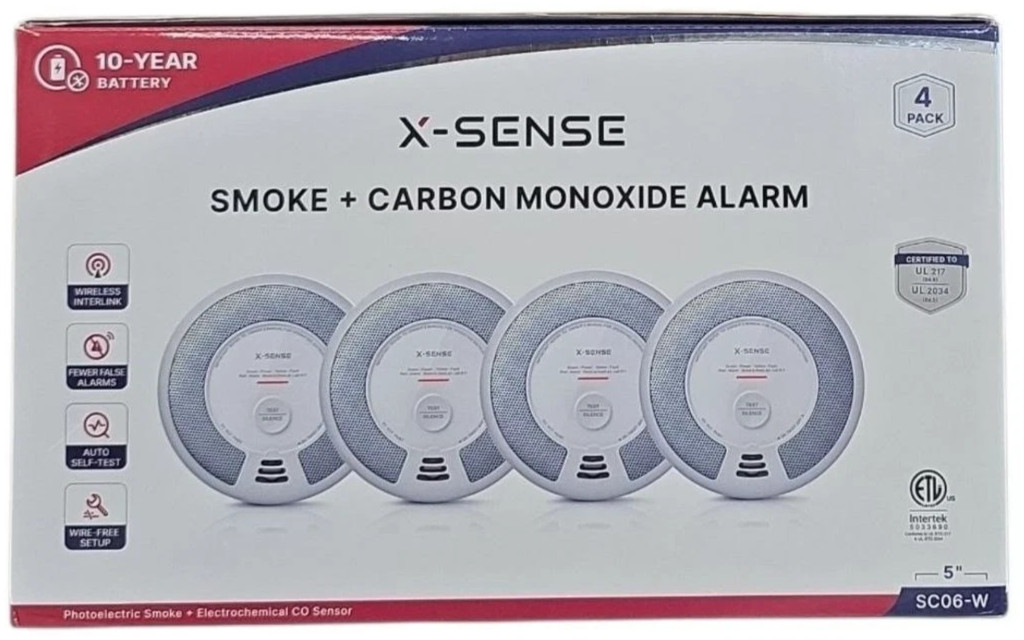 X-SENSE 10-Year Battery Wireless Interconnected Smoke & CO Alarm LED 4-Pack X-SENSE 10-Year Battery Wireless Interconnected Smoke & CO Alarm LED 4-Pack