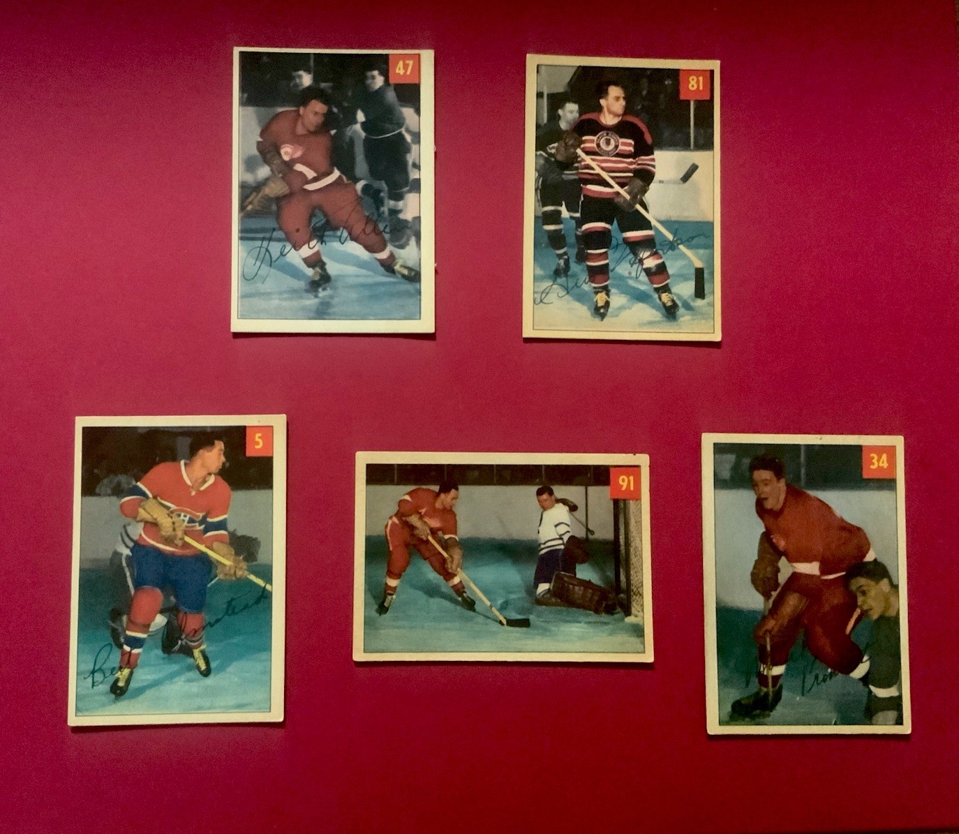 1954-1955 Parkhurst Hockey - 5 Card Player Lot - EXC