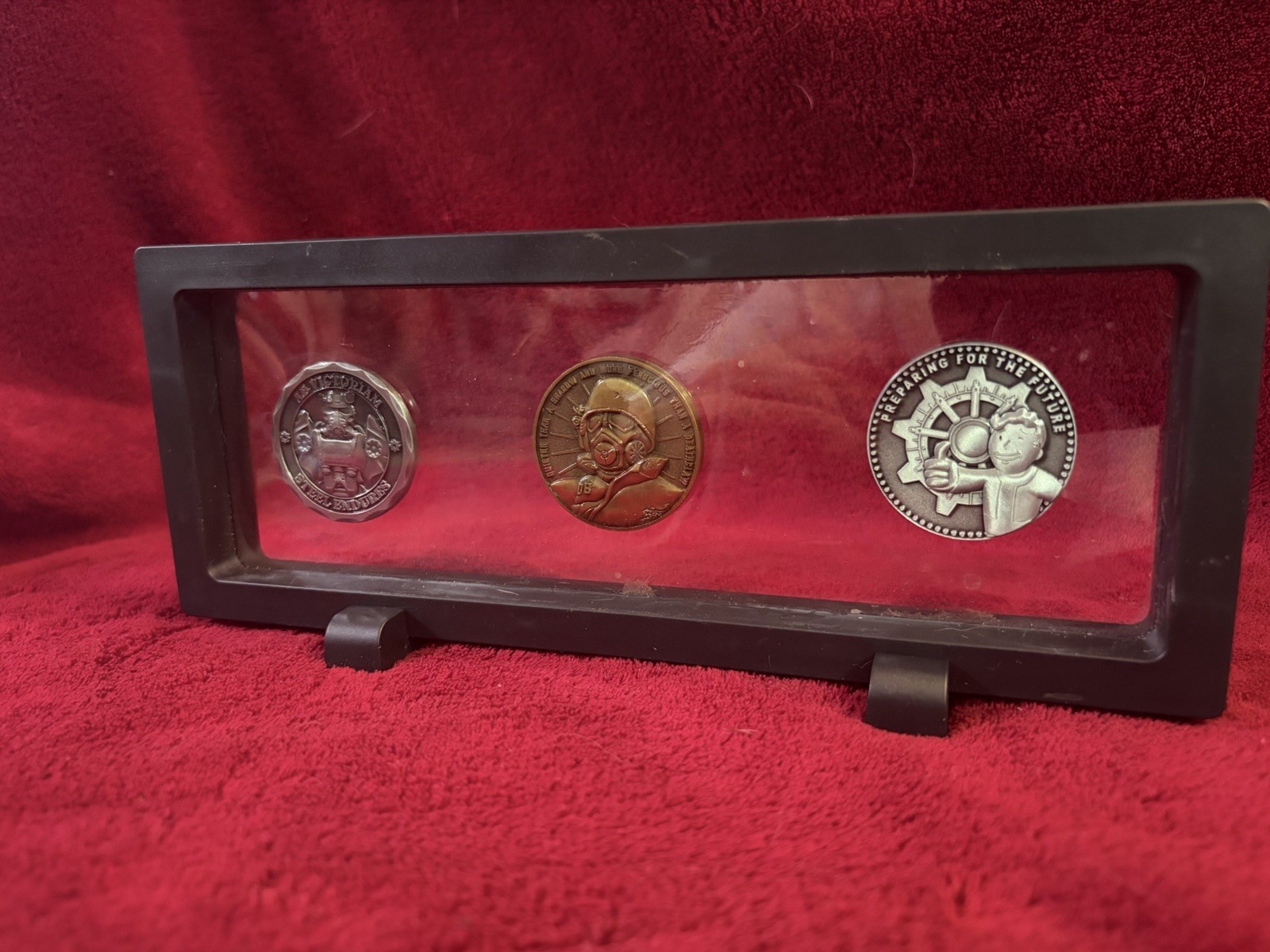 Fallout challenge Coin Complete Set In 3D Floating Frame Fallout challenge Coin Complete Set In 3D Floating Frame