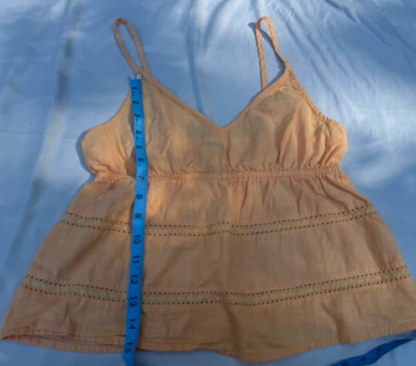 Abound Peach Cotton Crochet Trim V-Neck Spaghetti Strap Cami Top M Abound Peach Cotton Crochet Trim V-Neck Spaghetti Strap Cami Top M