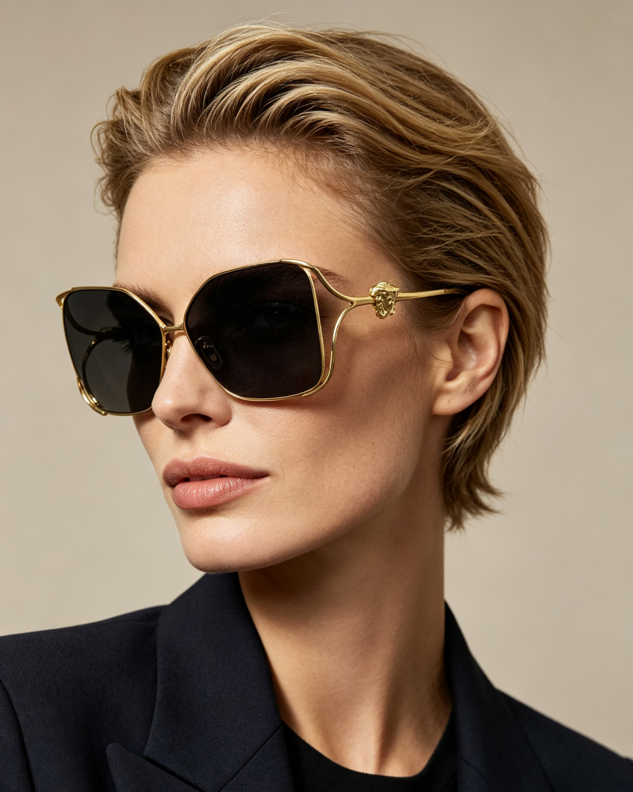 VERSACE VE2288 Gold Dark Grey Women Sunglasses 62 mm