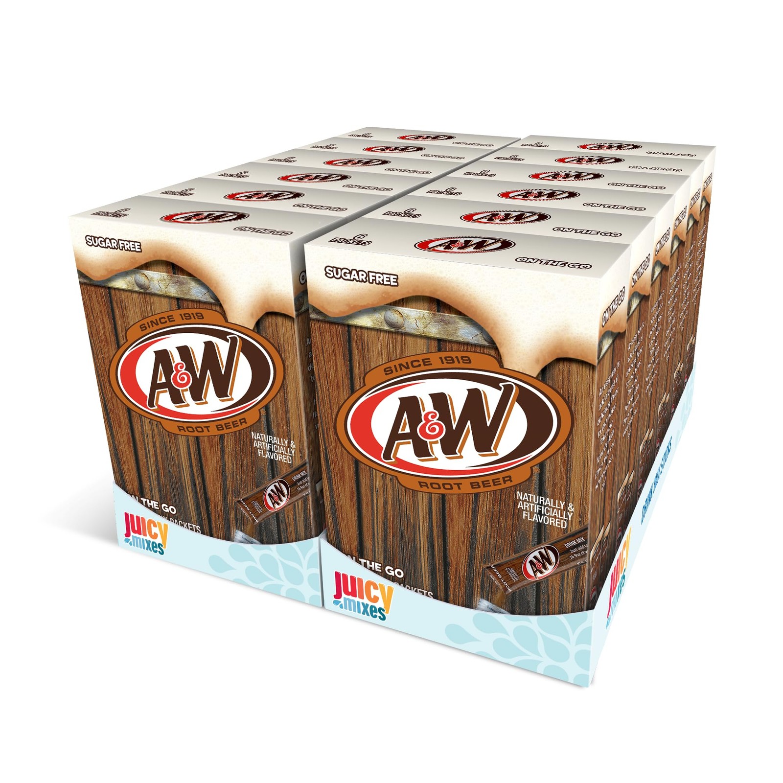 A&W, Root Beer – Powder Drink Mix - (12 boxes, 72 sticks) – Sugar Free & Deli...