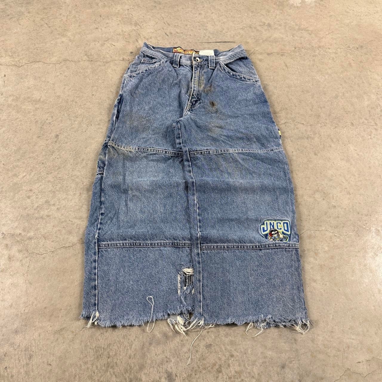 Y2K Vintage 2000s Skater Grunge Baggy JNCO flame head embroidered Denim Jeans Y2K Vintage 2000s Skater Grunge Baggy JNCO flame head embroidered Denim Jeans