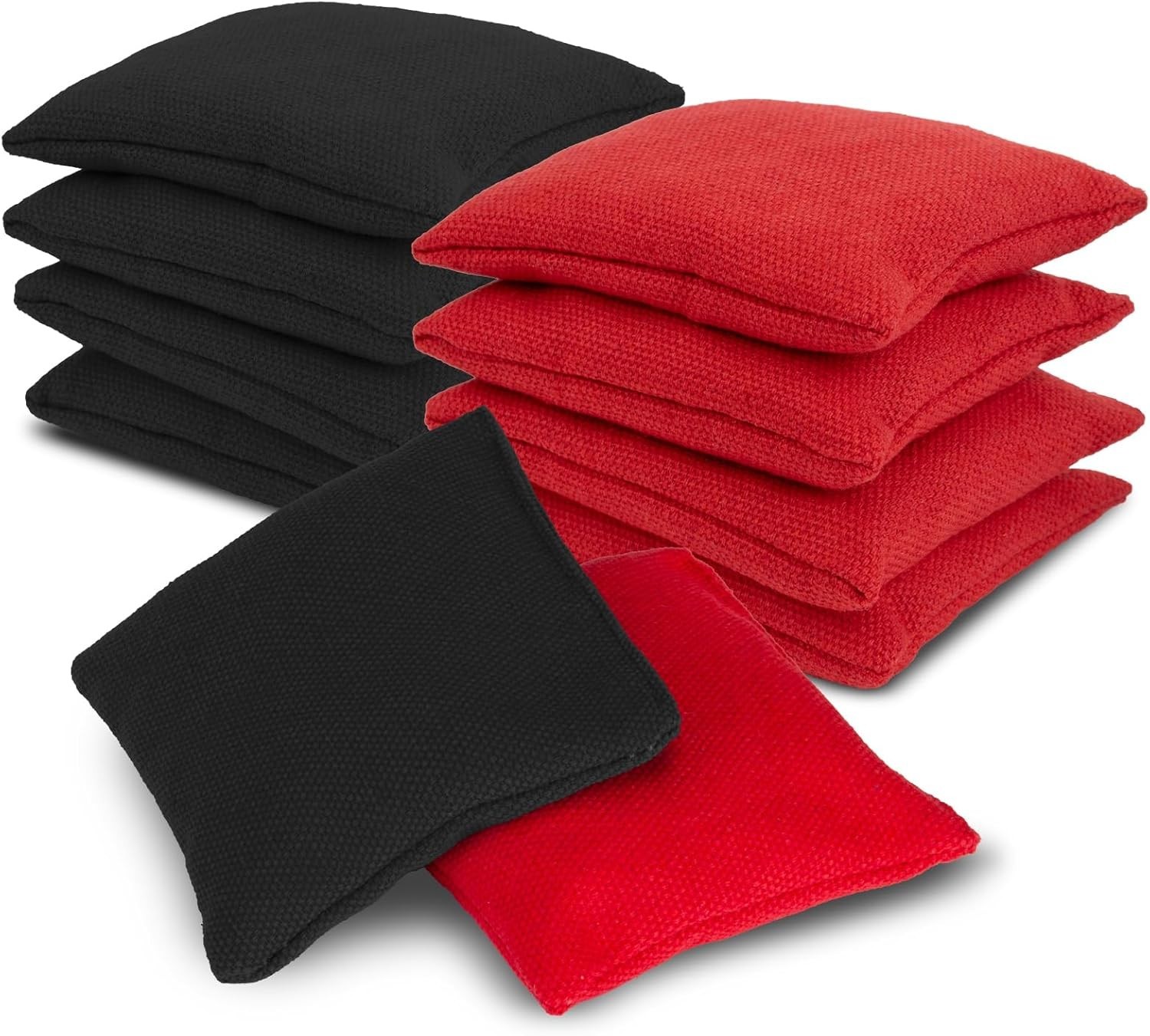 RAINFLOW 8 PCS Cornhole Bags - Bean for 6x6 inch, Black and red RAINFLOW 8 PCS Cornhole Bags - Bean for 6x6 inch, Black and red