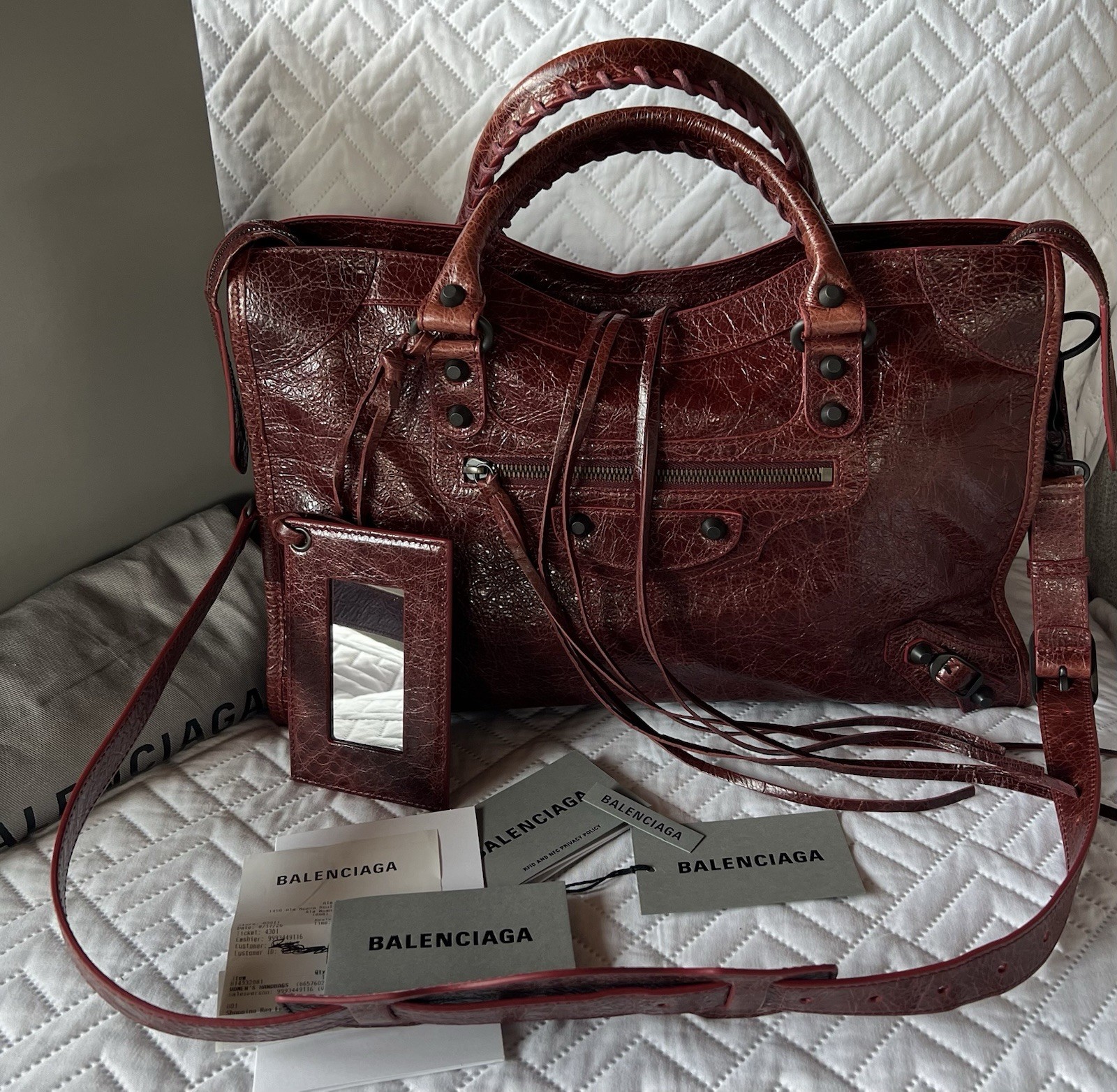 Balenciaga Le City Large Burgundy Leather New 2026 Handbag Balenciaga Le City Large Burgundy Leather New 2026 Handbag