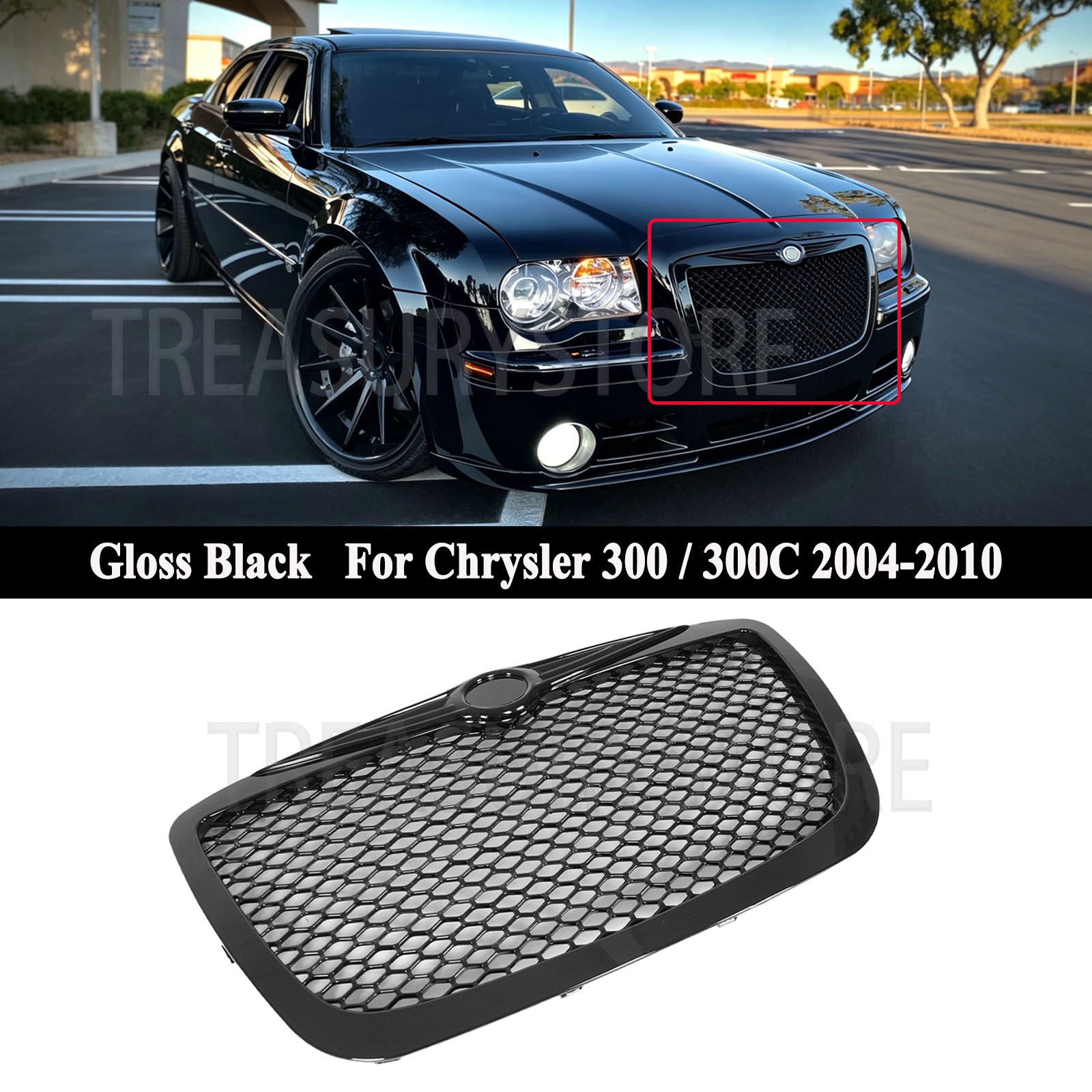 For Chrysler 300 300C 2004-2010 SRT Style Black Front Bumper Upper Grille For Chrysler 300 300C 2004-2010 SRT Style Black Front Bumper Upper Grille
