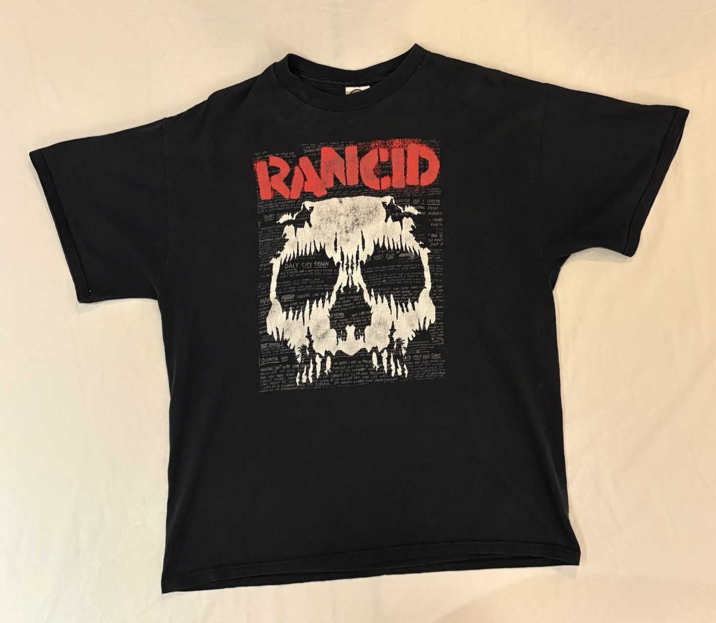 Vintage 2003 Rancid T Shirt Large Punk Rock Machete Skull Delta Pro Weight Y2K