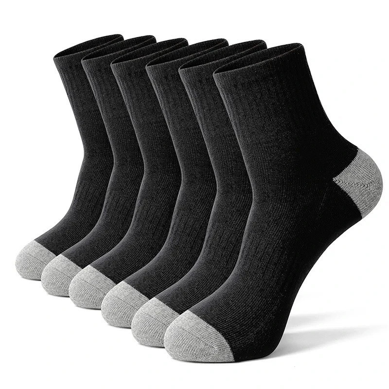 6 Pack Men\'s Cotton Crew Socks Cushioned Breathable Work & Athletic Socks