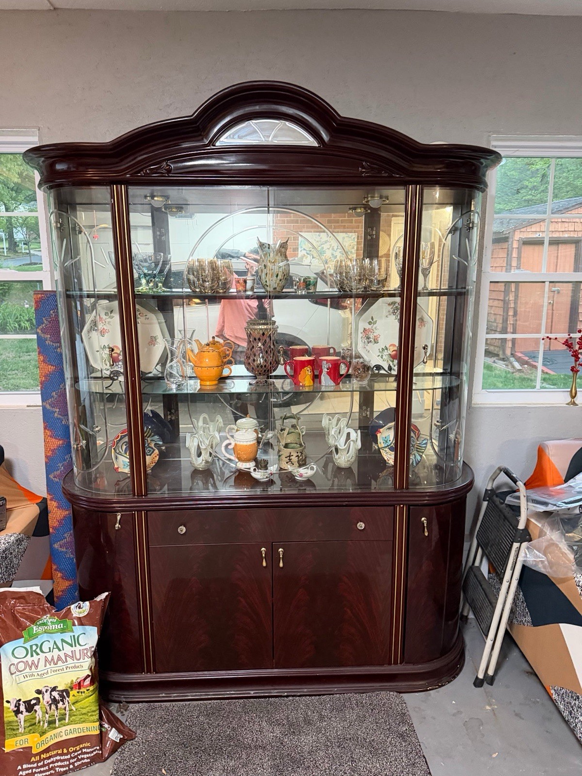 Beautiful Italian Lighted China Cabinet – Cherry Finish
