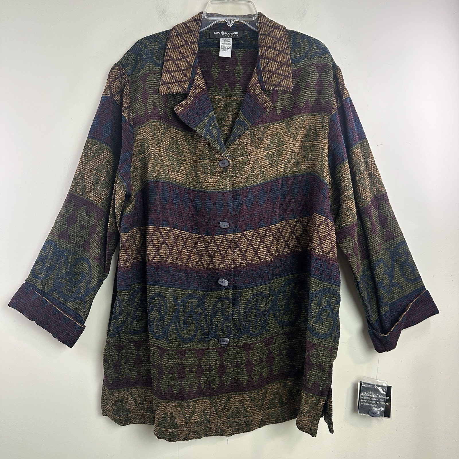 Vintage Sag Harbor Retro Textured Button Up Shirt Womens Plus 20W Artsy NEW Vintage Sag Harbor Retro Textured Button Up Shirt Womens Plus 20W Artsy NEW