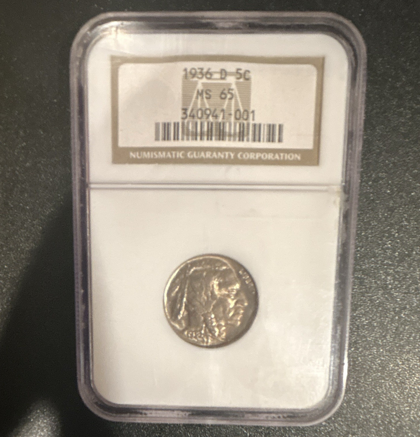1936-D Denver Buffalo Nickel 5C NGC MS65 Business Strike KM#134 Cert #340941-001 1936-D Denver Buffalo Nickel 5C NGC MS65 Business Strike KM#134 Cert #340941-001